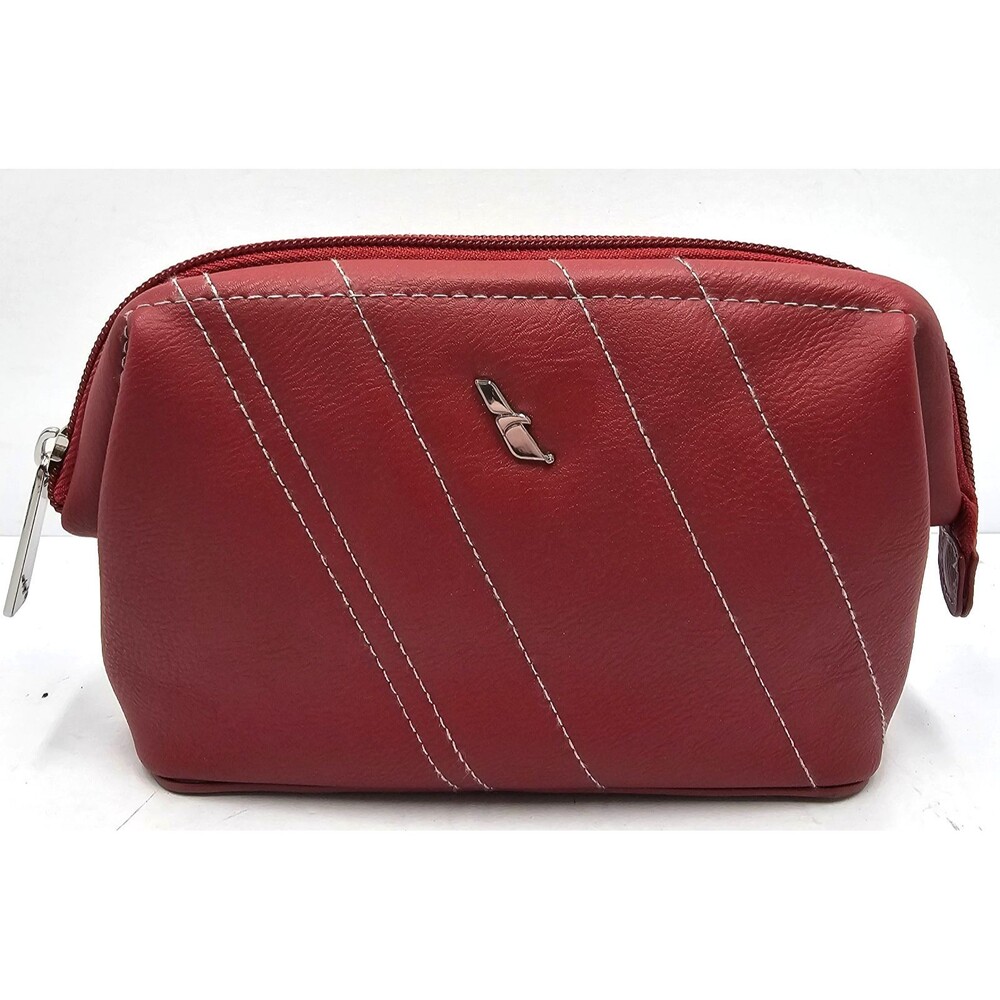 American Airlines 100th Anniversary Business Amenity Kit Bag Red Leather Pouch